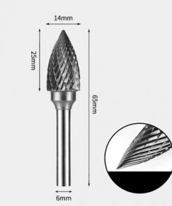 Tungsten Carbide Pointed tree Rotary Burr Double-cut 14 x 25mm