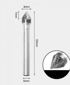 Tungsten Carbide 60 degree included angle Rotary Burr Double-cut 8 x 7