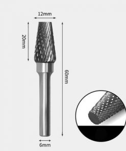 Tungsten Carbide Cone flat end Rotary Burr Double-cut 12 x 20mm