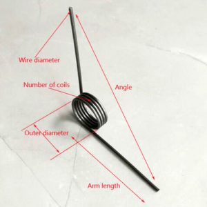 Wire dia. 0.6 mm Outer dia. 6 mm Coils 4 Arm Length 22 mm Torsion Spri