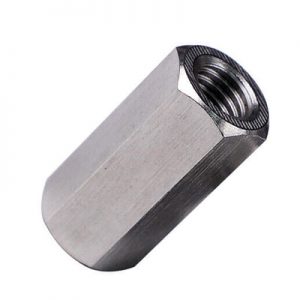 M6 x 1 x 10mm 5Pcs 304 Stainless Steel Long Rod Hex Coupling Nuts