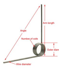 0.8mm Wire diameter 6.5mm OD 180 Angle LH Torsion Spring 5 Pcs