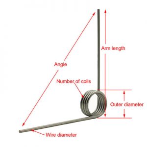 1.0mm Wire diameter 10mm OD 120 Angle LH Torsion Spring 2 Pcs